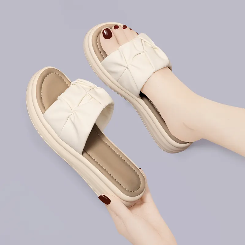 Golden Silk Rabbit PU Polyurethane Slip-Resistant Slide Slippers Women's-17