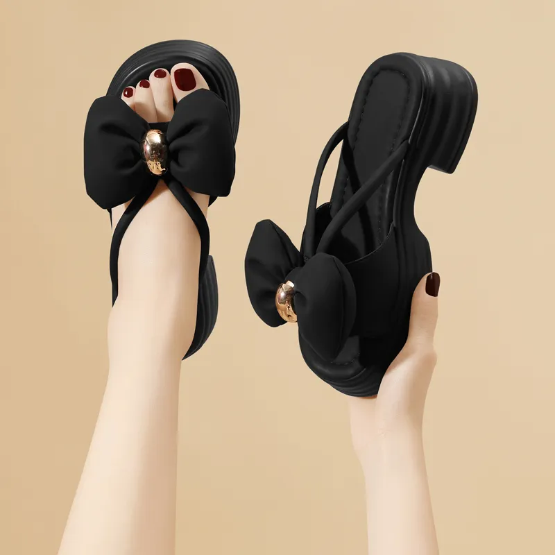 Golden Silk Rabbit Slip-Resistant Quick Dry Slide Slippers Women's Black-6