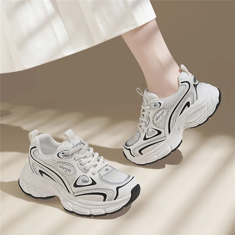 Golden Silk Rabbit Low Top Chunky Sneakers Women's-5