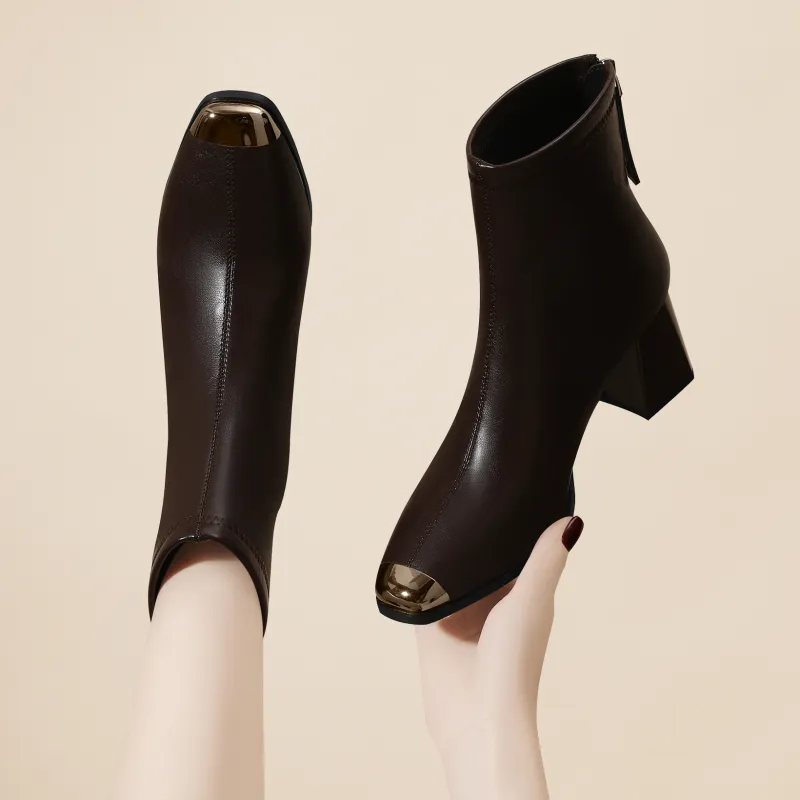 Golden Silk Rabbit Ankle Boots Women's-11