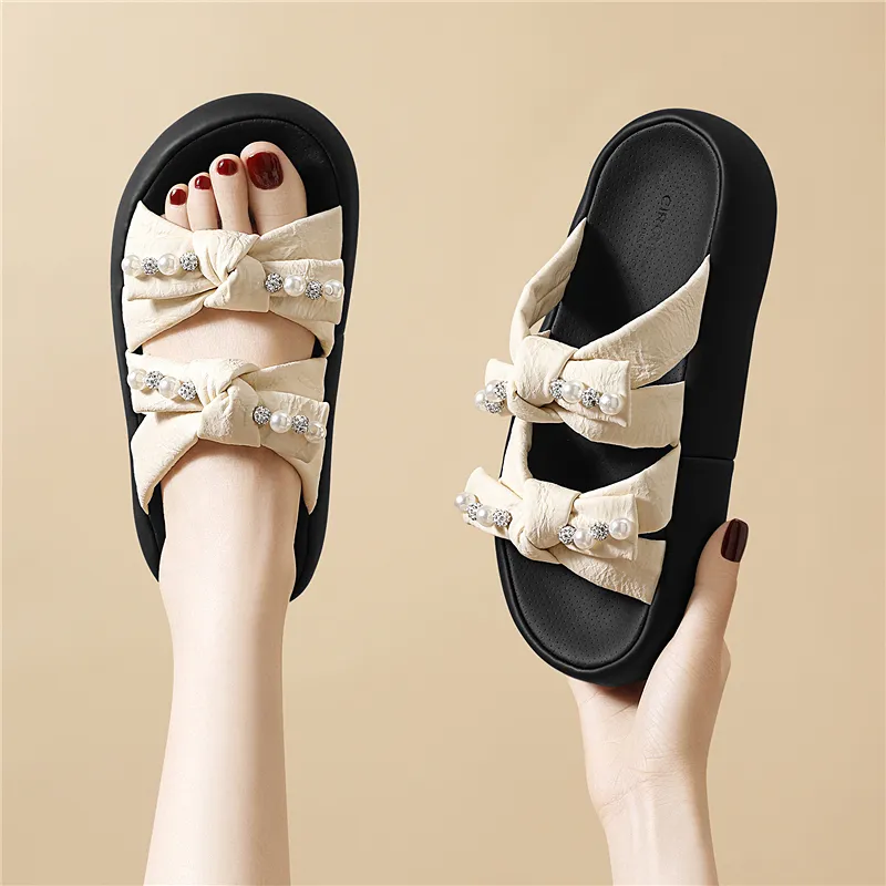 Golden Silk Rabbit Rubber Sole Abrasion Resistant Quick Dry Cushioning Slide Slippers Women's-4