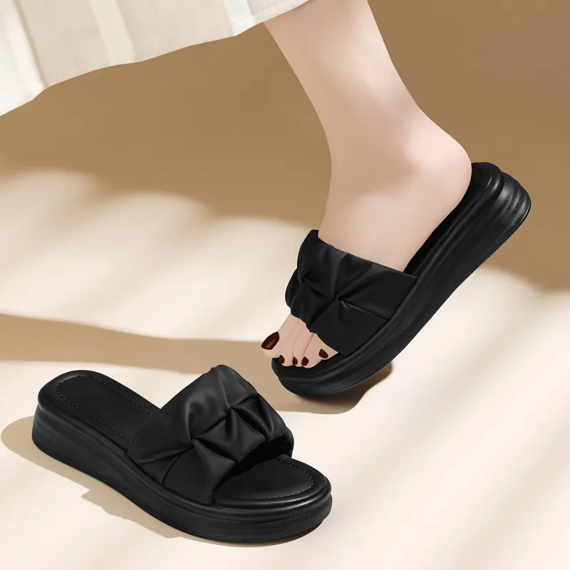 Golden Silk Rabbit PU Polyurethane Slip-Resistant Slide Slippers Women's-5
