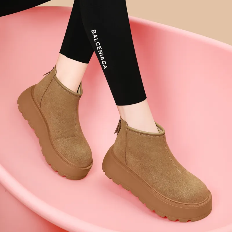 Golden Silk Rabbit Ankle Boots Women's-12