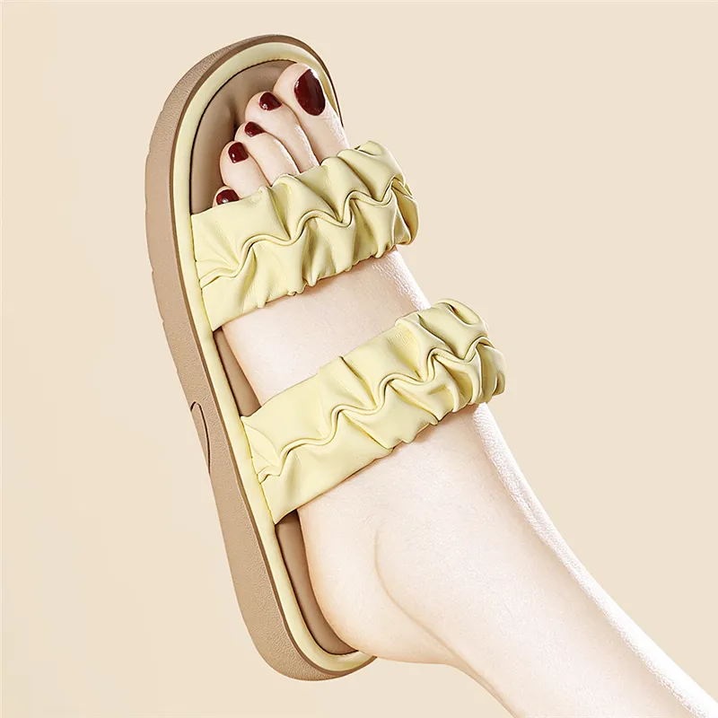 Golden Silk Rabbit Slide Slippers Women's-14