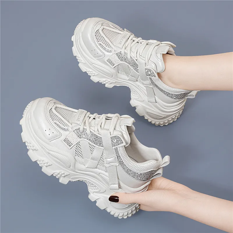 Golden Silk Rabbit Low Top Chunky Sneakers Women's-2
