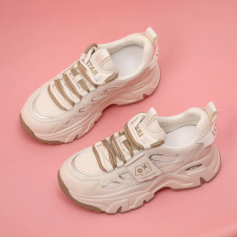 Golden Silk Rabbit Low Top Chunky Sneakers Women's-7