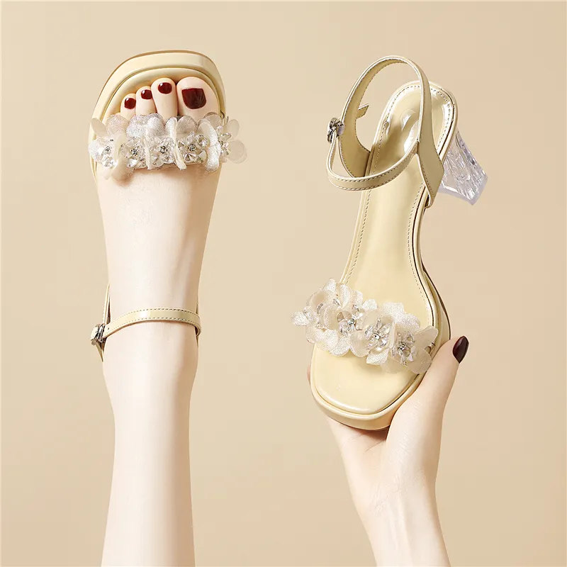 Golden Silk Rabbit One Strap Sandals Women's-12