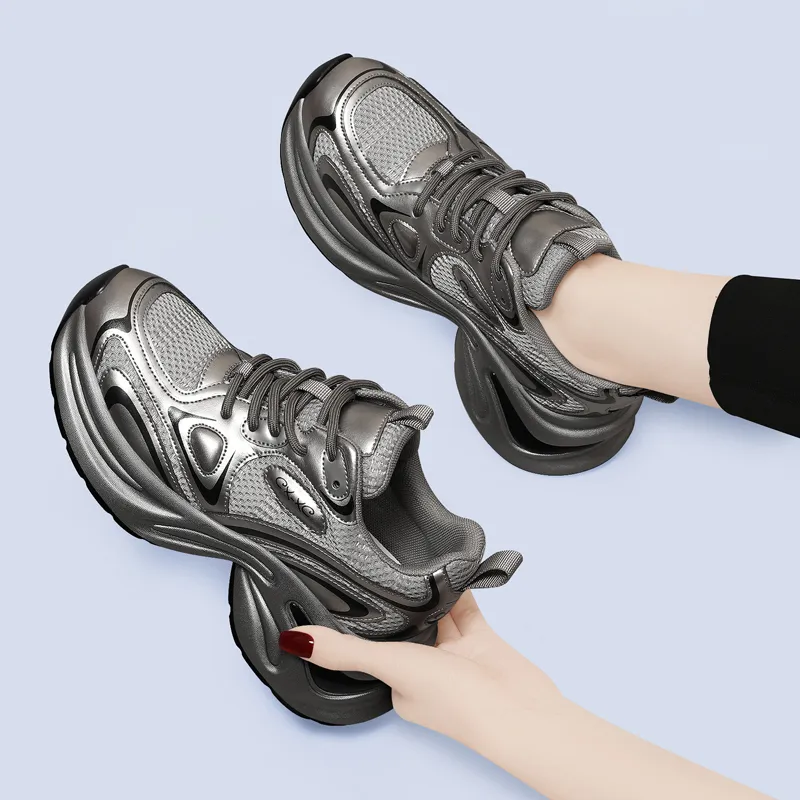 Golden Silk Rabbit Low Top Chunky Sneakers Women's-9