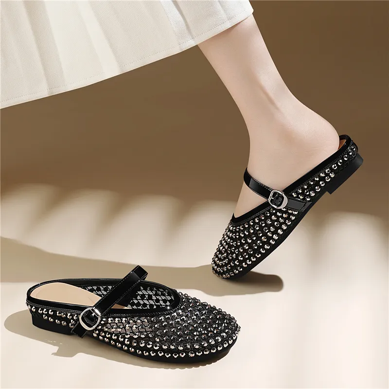 Golden Silk Rabbit Closed Toe Slippers Women's-5