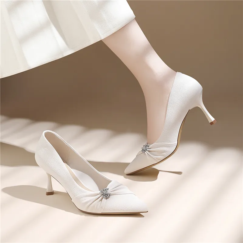 Golden Silk Rabbit High Heels Women's-12