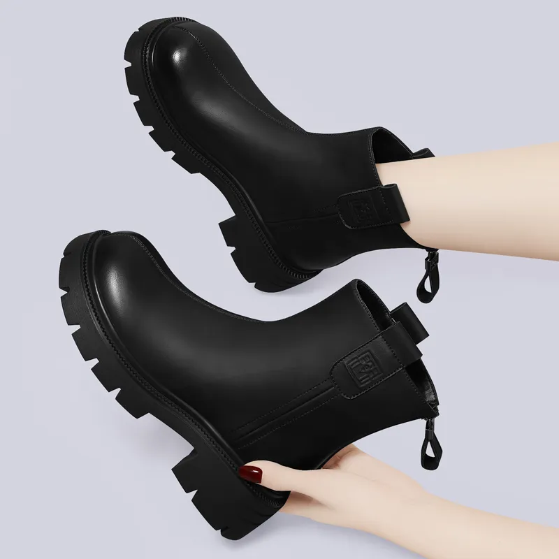 Golden Silk Rabbit Ankle Boots Women's-5