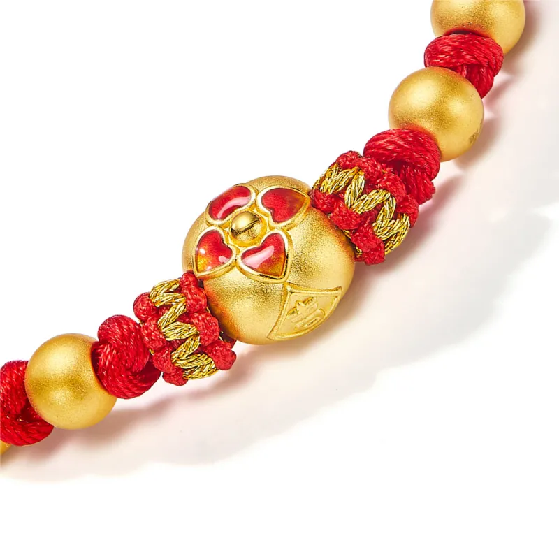 RUNXINZHUBAO Ginkgo Ruyi Red Handheld Enamel Hard Gold Craft Good Luck Solid Gold Fixed Price Gold Bracelet Women's-1