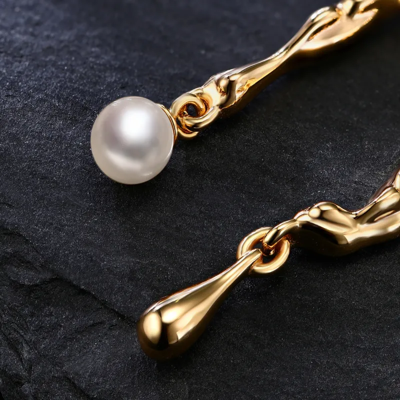 RUNXINZHUBAO Freshwater Pearl Stud Earrings Women's-4