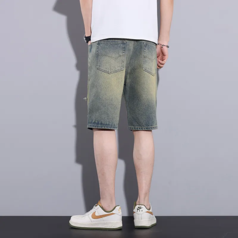 JUCY JUDY Denim Shorts Unisex Yellow Mud Blue-6