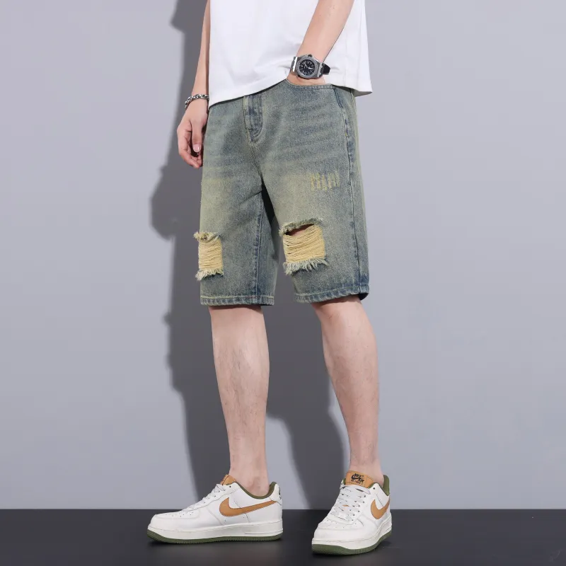 JUCY JUDY Denim Shorts Unisex Yellow Mud Blue-3
