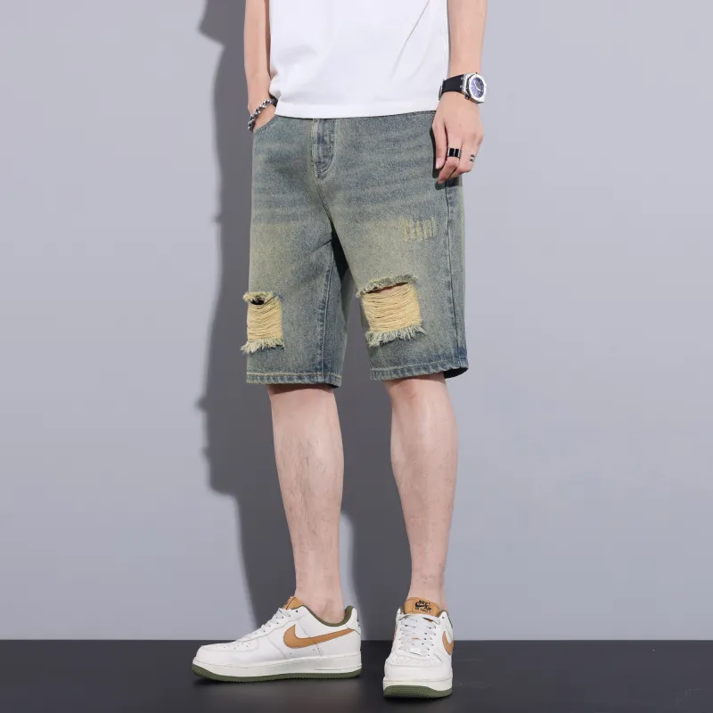 JUCY JUDY Denim Shorts Unisex Yellow Mud Blue-2