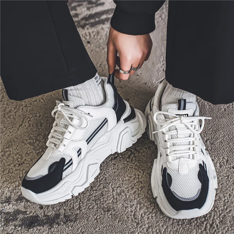 JKEM Anti Slip And Wear Resistant Height Increasing Low Top Chunky Sneakers Men's-2