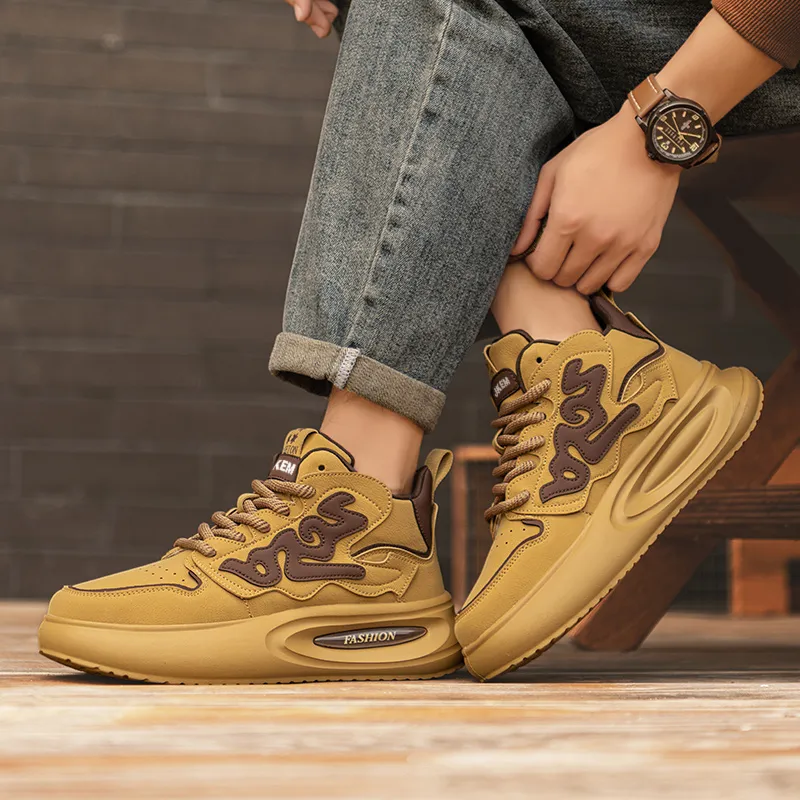 JKEM Anti Slip And Wear Resistant Height Increasing Mid Top Skateboard Shoes Men's-7