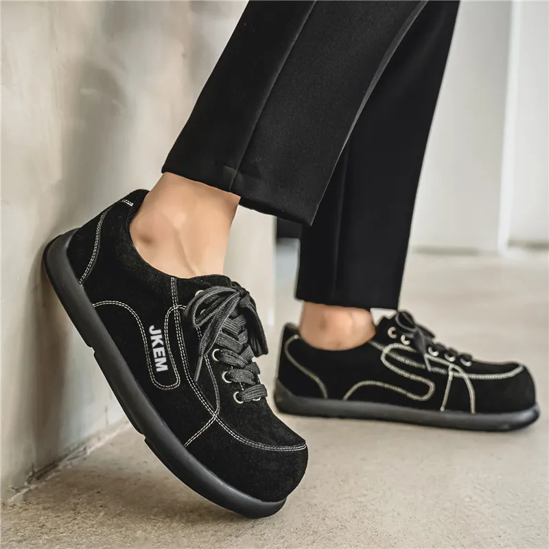 JKEM Men's Casual Shoes Men Low Top Black/Khaki/Chestnut-3