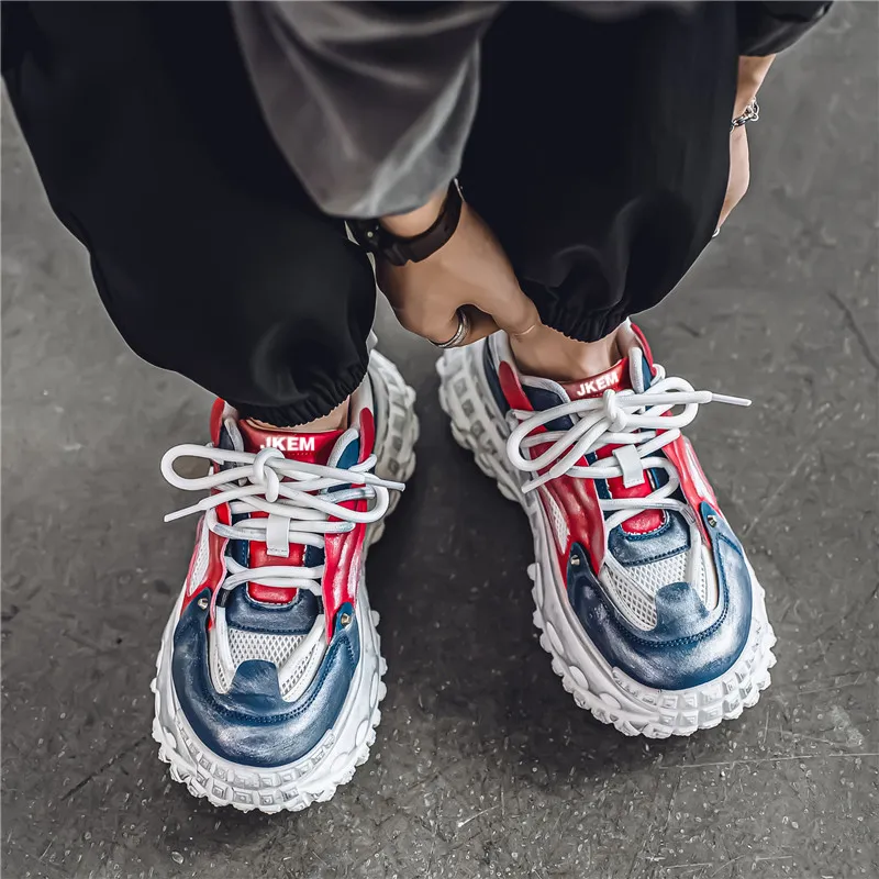 JKEM Anti Slip Wear Resistant Low Top Chunky Sneakers Men's-4