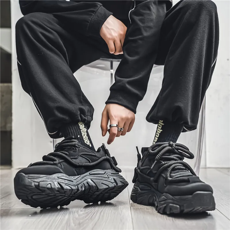 JKEM Wear-Resistant Breathable Height Increasing Low-Top Chunky Sneakers Men's-2