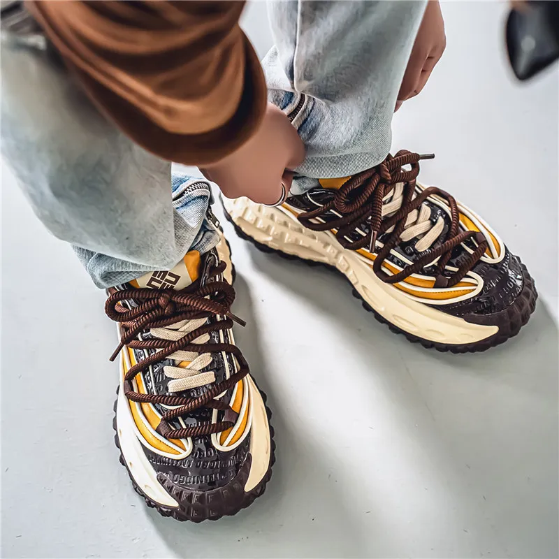 JKEM Cushioning Height Increasing Wear Resistant Slip Resistant Low Top Chunky Sneakers Men's-8