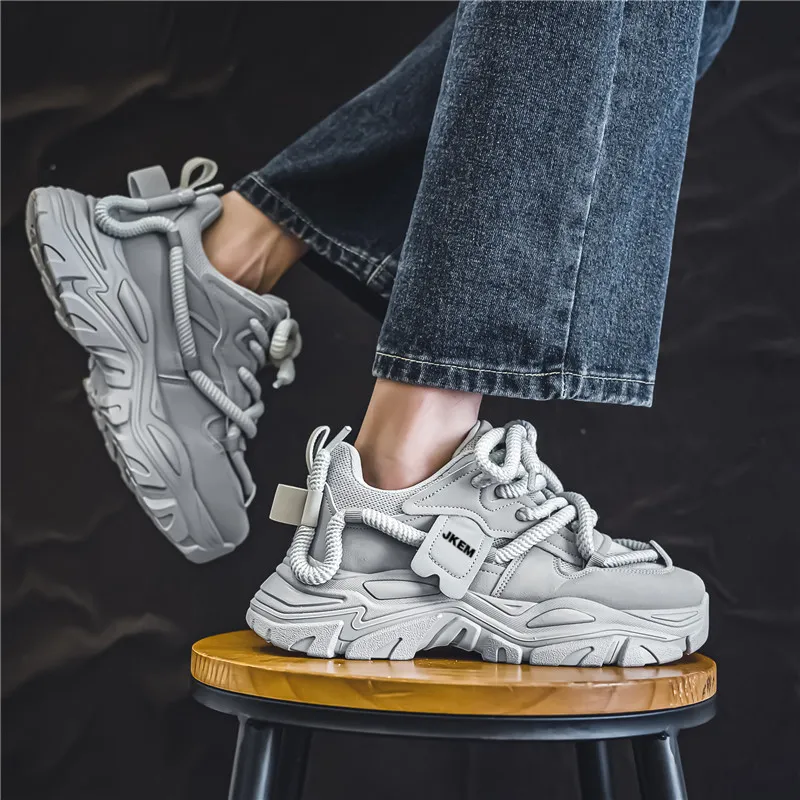 JKEM Wear-Resistant Breathable Height Increasing Low-Top Chunky Sneakers Men's-14
