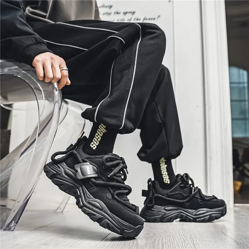 JKEM Wear-Resistant Breathable Height Increasing Low-Top Chunky Sneakers Men's-4