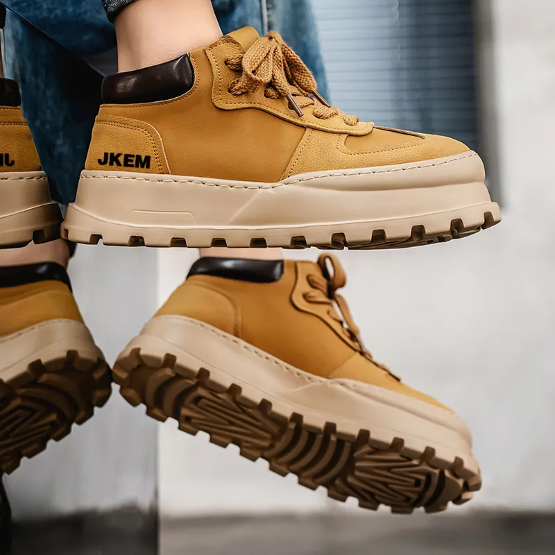 JKEM Anti Slip And Wear Resistant Height Increasing Mid Top Casual Shoes Men's-9