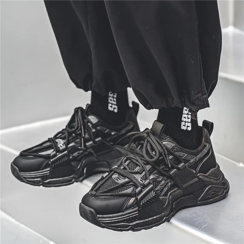 JKEM Cushioning Anti-Slip Wear-Resistant Breathable Height Increasing Low-Top Chunky Sneakers Men's-1