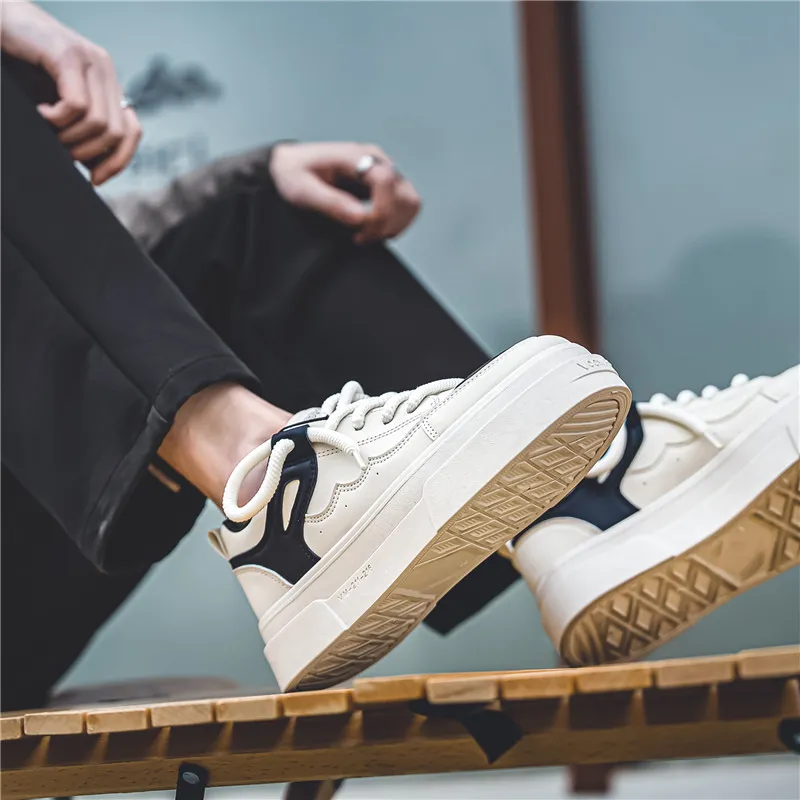 JKEM Warm Slip-Resistant Cushioning Wear-Resistant Height Increasing Low-Top Skateboard Shoes Men's-1