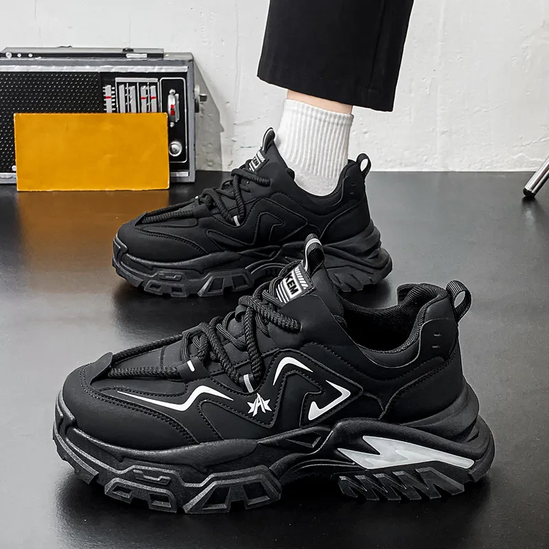 JKEM Anti-Slip And Wear-Resistant Height Increasing Low-Top Chunky Sneakers Men's-2
