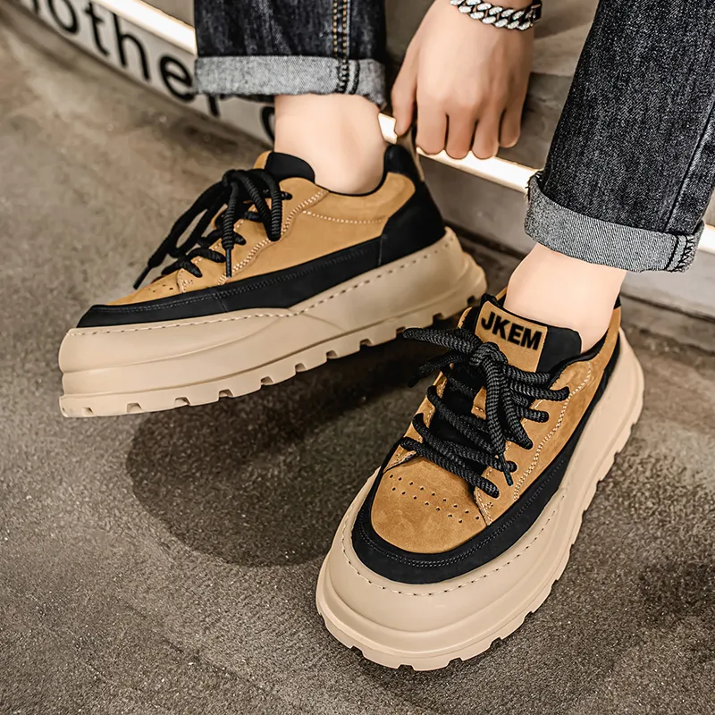 JKEM Cushioned Wear Resistant Height Increasing Low Top Skateboard Shoes Men's-2