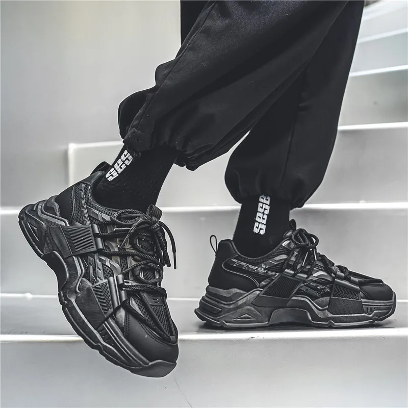 JKEM Cushioning Anti-Slip Wear-Resistant Breathable Height Increasing Low-Top Chunky Sneakers Men's-2