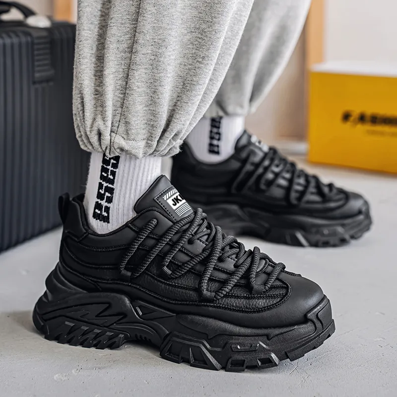 JKEM Anti-Slip And Wear-Resistant Height Increasing Low-Top Chunky Sneakers Men's-2