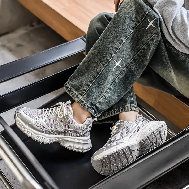 JKEM Anti-Slip Wear-Resistant Low-Top Chunky Sneakers Men's-9