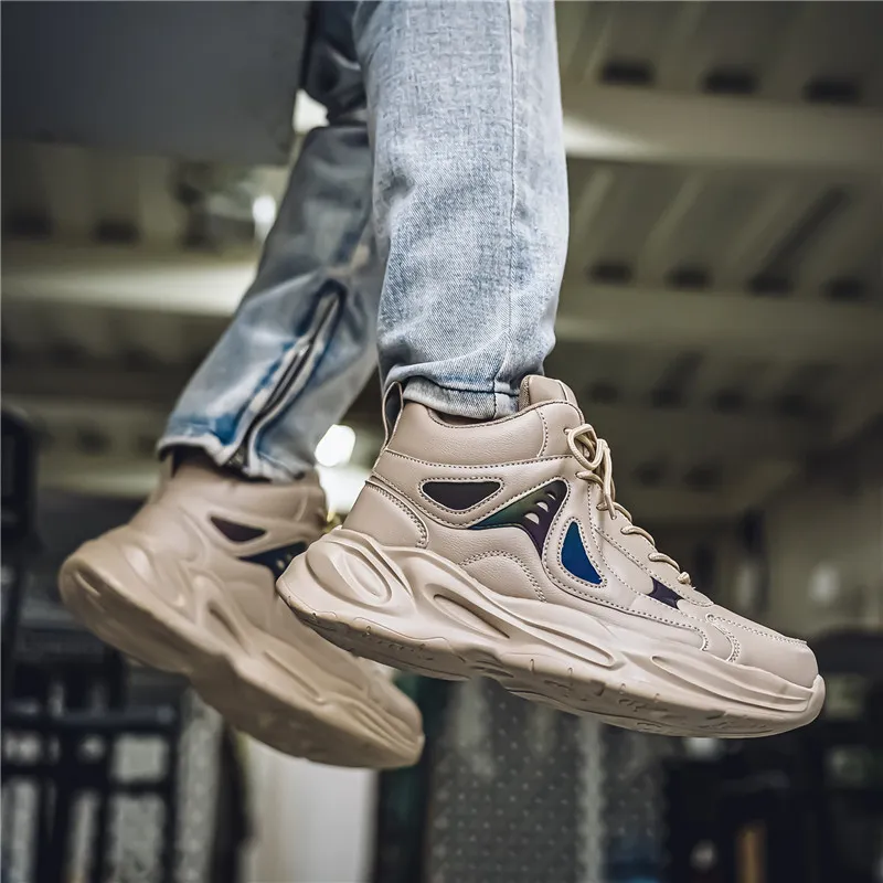 JKEM Cushioned Slip-Resistant Abrasion-Resistant High-Top Chunky Sneakers Men's-14