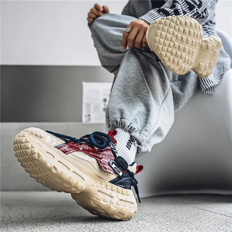 JKEM Anti Slip And Wear Resistant Height Increasing Low Top Chunky Sneakers Men's-4