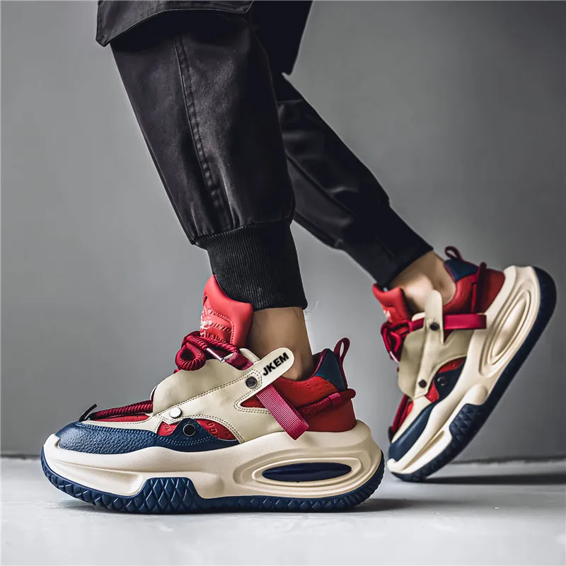 JKEM Cushioning Anti-Slip And Wear-Resistant Height Increasing Low-Top Chunky Sneakers Men's-4