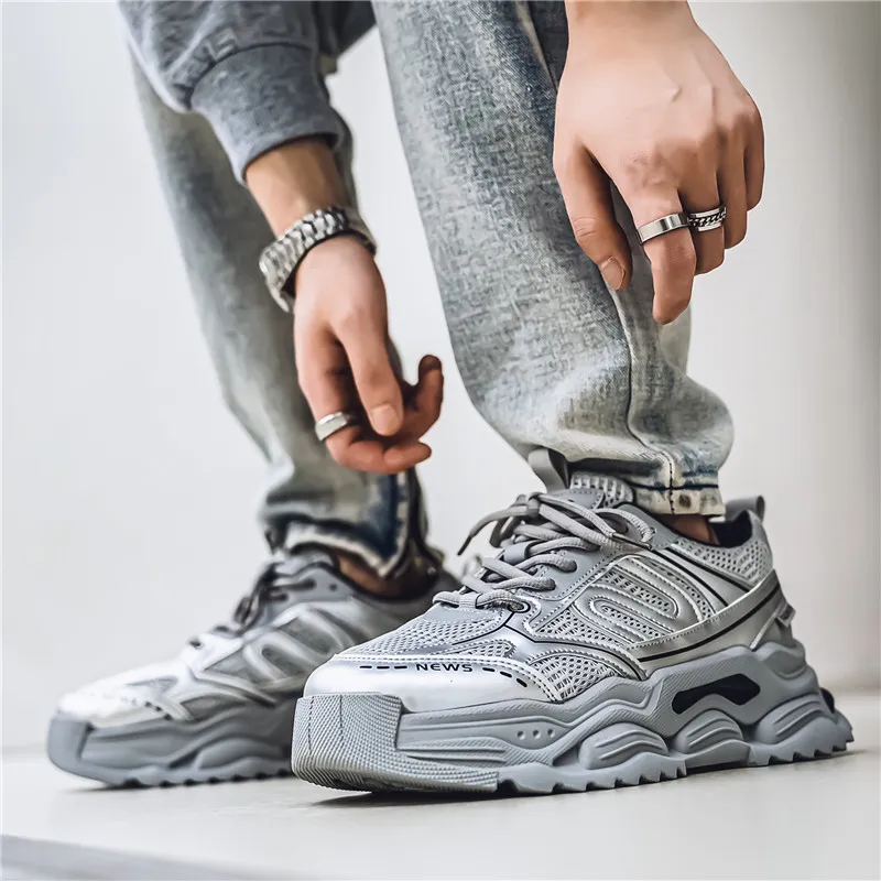 JKEM Anti Slip Wear Resistant Low Top Chunky Sneakers Men's-11