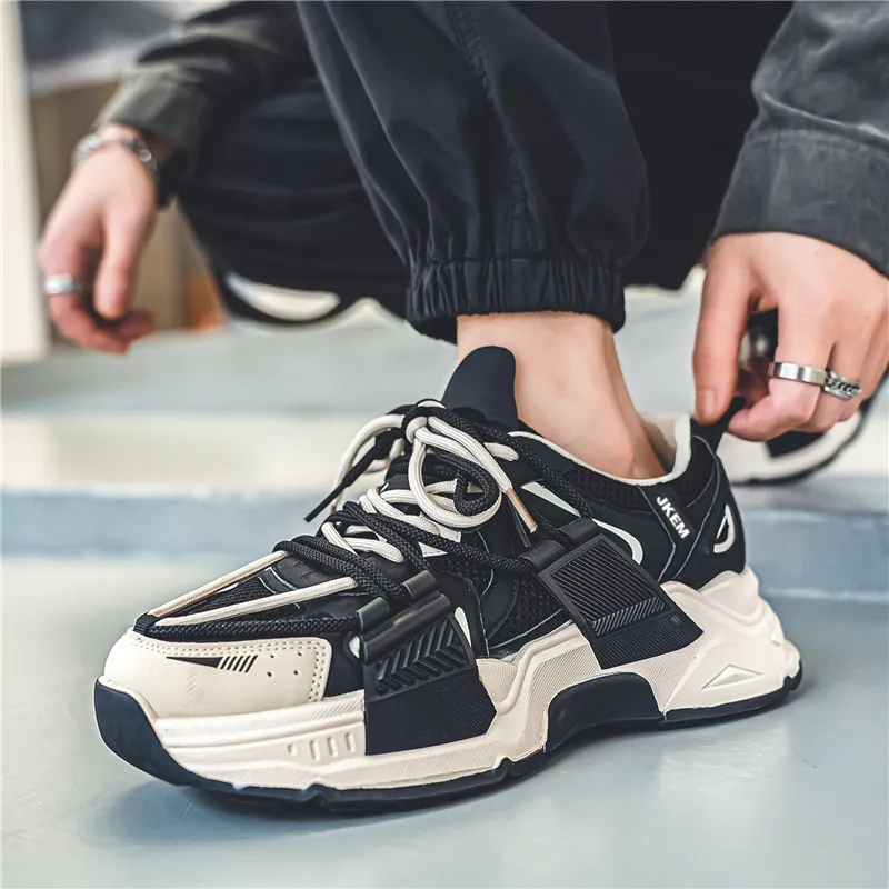 JKEM Anti-Slip Wear-Resistant Low-Top Chunky Sneakers Men's-7