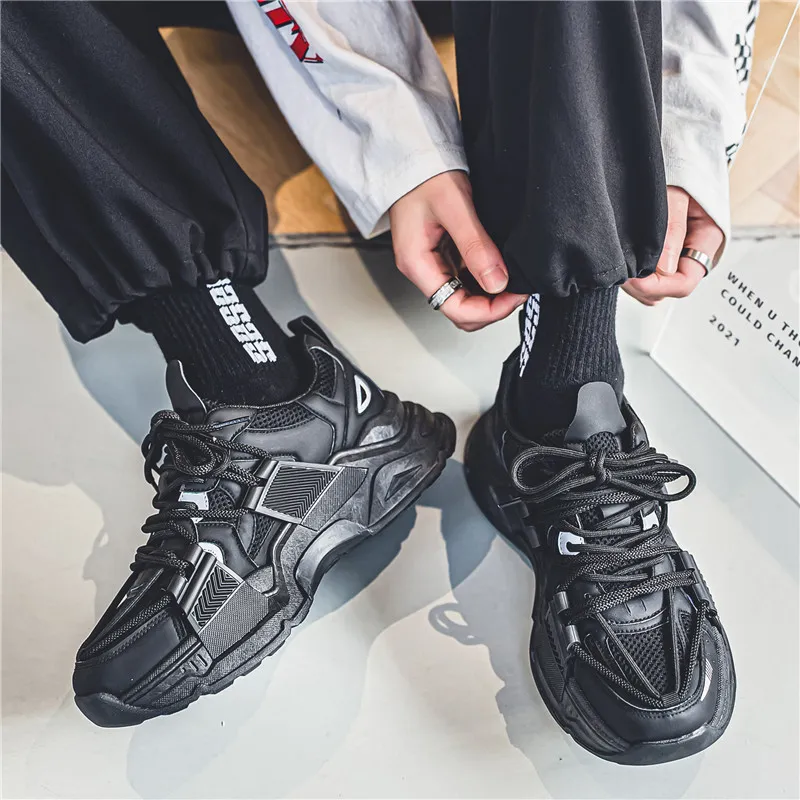 JKEM Anti-Slip Wear-Resistant Low-Top Chunky Sneakers Men's-2