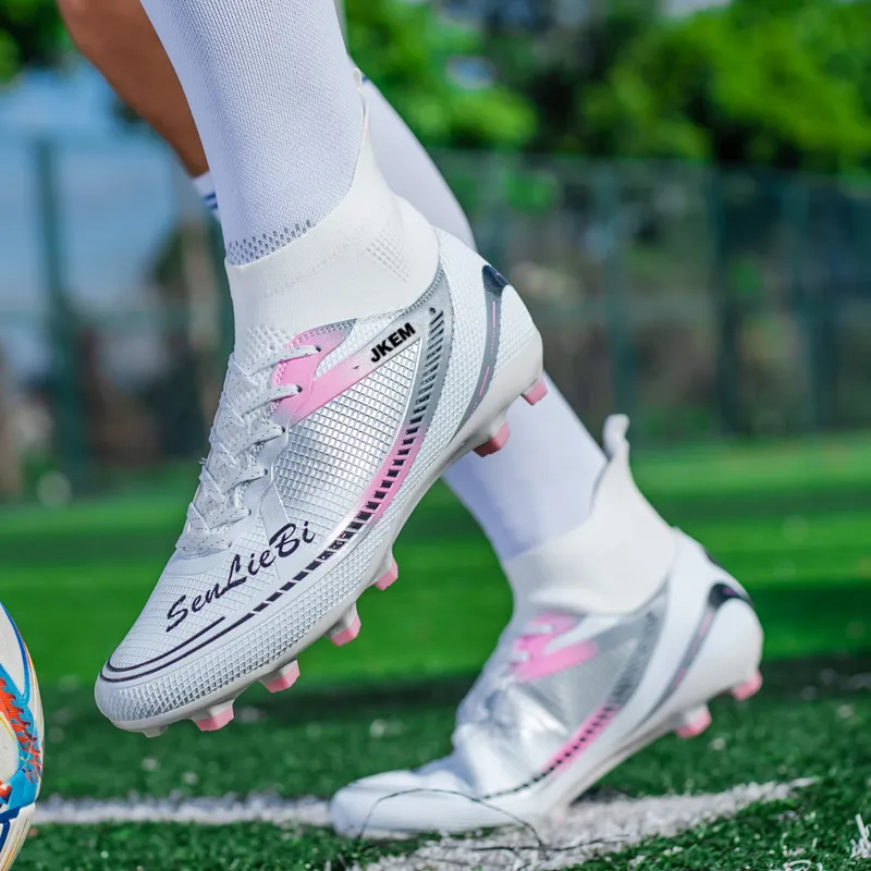 JKEM FG Rubber Long Studs Soft Ground Firm Ground Anti-Slip Wear-Resistant Soccer Shoes Unisex-9