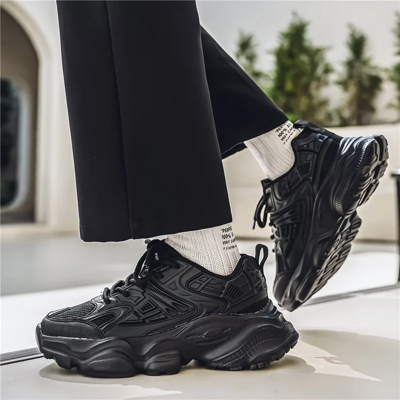 JKEM Cushioned Abrasion-Resistant Slip-Resistant Low-Top Chunky Sneakers Men's-3