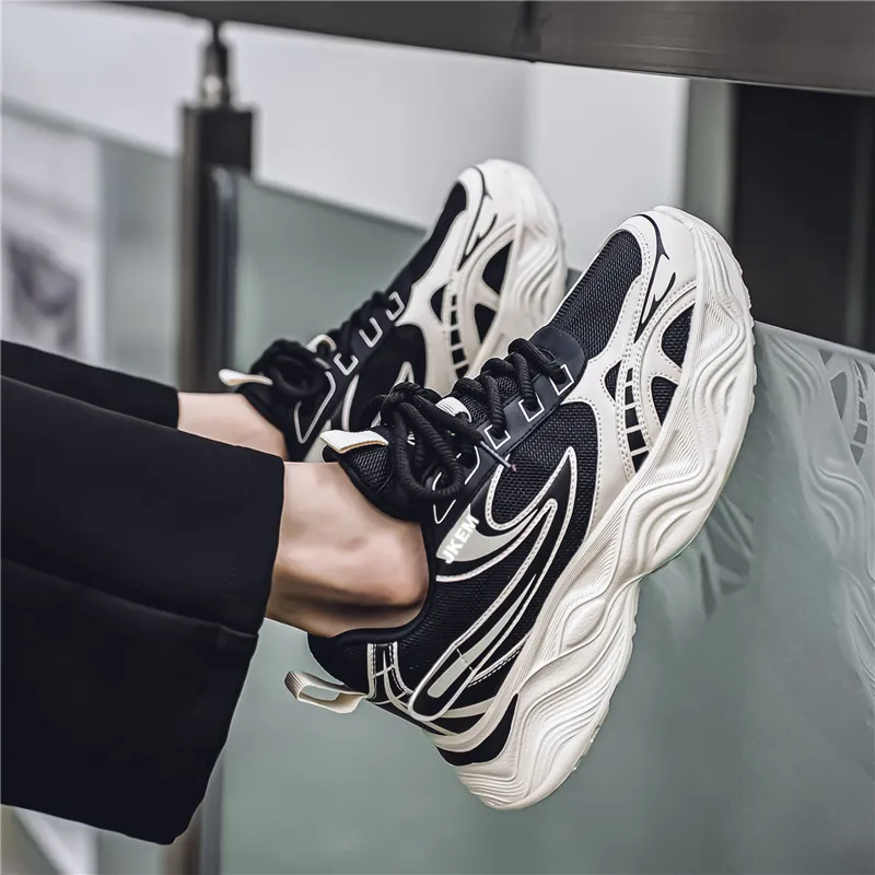 JKEM Anti Slip Wear Resistant Low Top Chunky Sneakers Men's-4