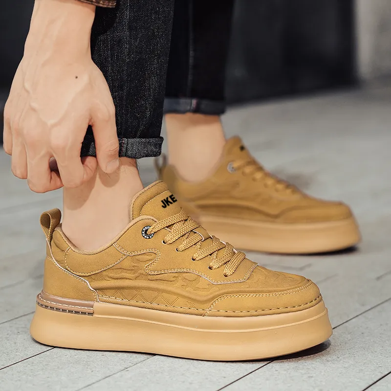JKEM Slip-Resistant Cushioning Wear-Resistant Height Increasing Low-Top Skateboard Shoes Men's-12