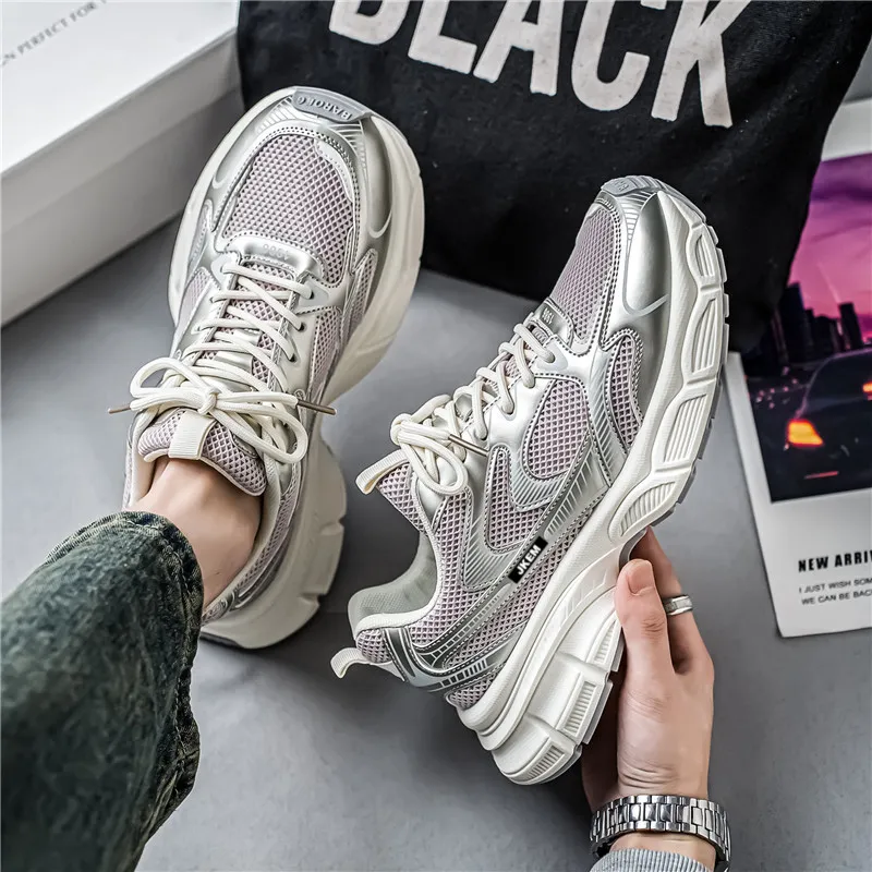 JKEM Anti-Slip Wear-Resistant Low-Top Chunky Sneakers Men's-11