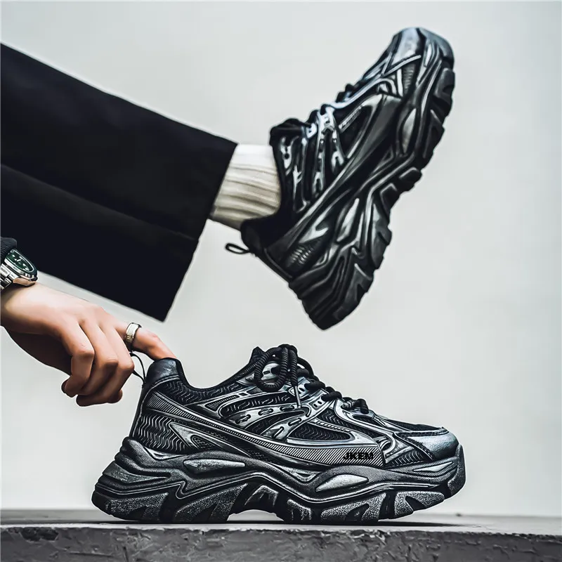 JKEM Anti-Slip And Wear-Resistant Height Increasing Low-Top Chunky Sneakers Men's-4