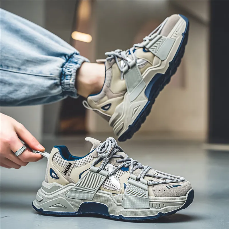 JKEM Anti-Slip Wear-Resistant Low-Top Chunky Sneakers Men's-12