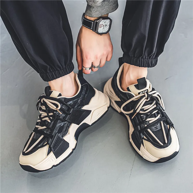 JKEM Cushioning Anti-Slip Wear-Resistant Breathable Height Increasing Low-Top Chunky Sneakers Men's-8